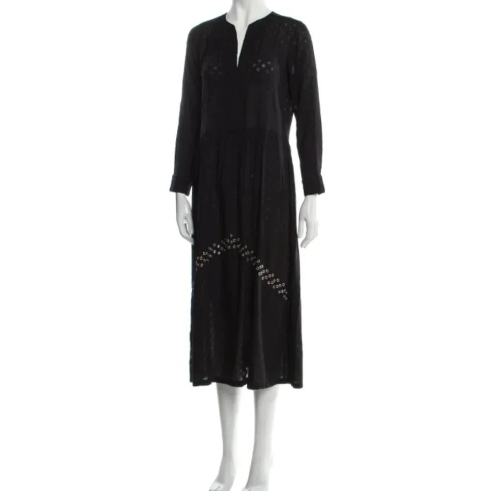 Sandro black grommet midi dress